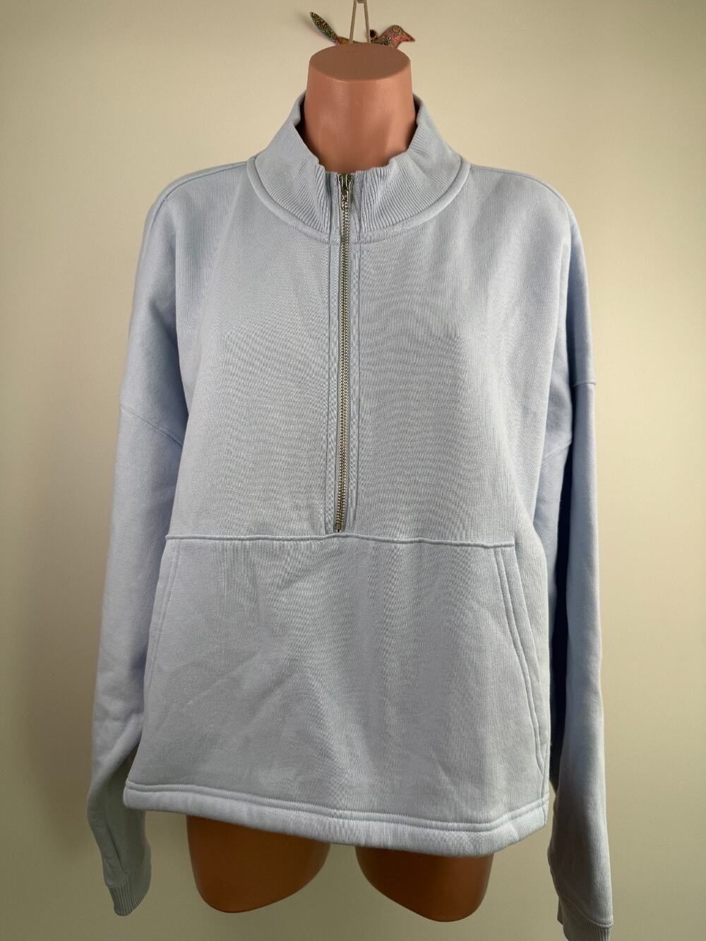 Victoria's Secret PINK Long Sleeve Half Zip Fleece Blue Sweatshirt Size XXL